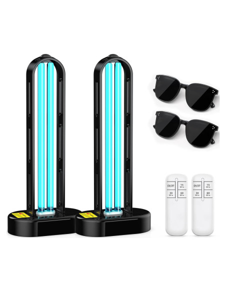 Paquete de 2 Lámparas UV Desinfectantes ZETAWALE con Control Remoto
