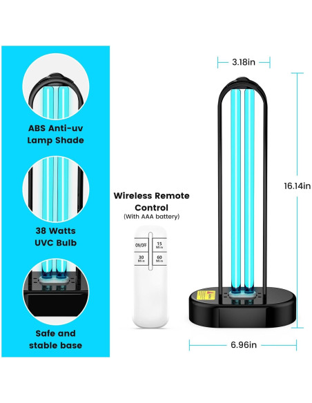 Paquete de 2 Lámparas UV Desinfectantes ZETAWALE con Control Remoto