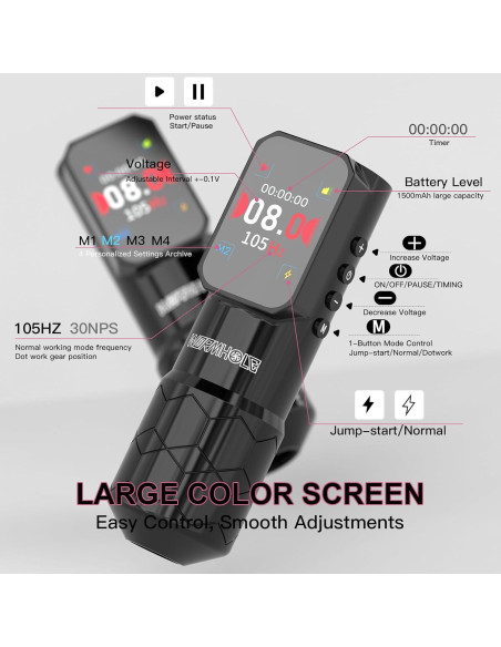 Kit de Tatuaje Inalámbrico Wormhole 54 Piezas con Tinta Xtreme