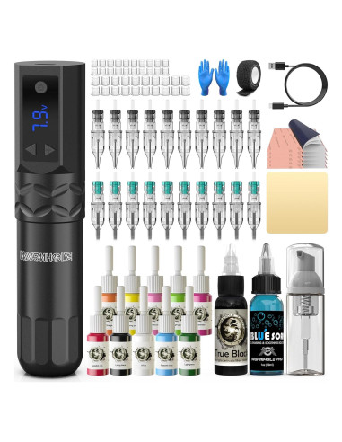 Kit de Tatuaje Profesional Wormhole WTK375 Inalámbrico 20 Piezas
