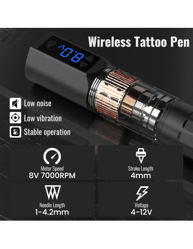 Kit de Tatuaje Profesional Wormhole WTK375 Inalámbrico 20 Piezas