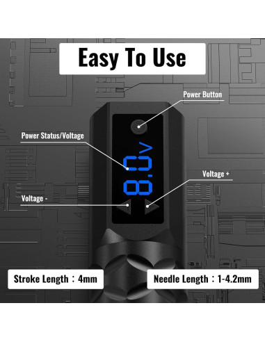 Kit de Tatuaje Profesional Wormhole WTK375 Inalámbrico 20 Piezas