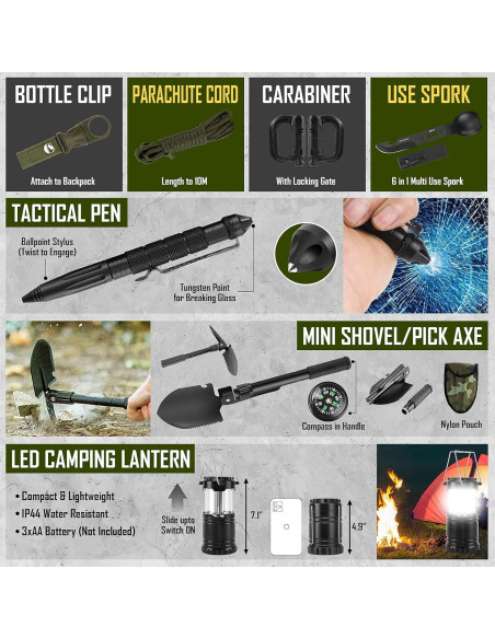 Kit de Supervivencia XIFOZA 268 Piezas con Primeros Auxilios