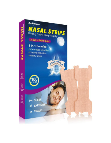 Tiras Nasales ZenithHome para Ronquidos - 100 Unidades