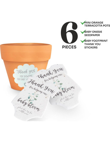 Juego de 6 Papeles Semilla Body Verde con Macetas Naranjas