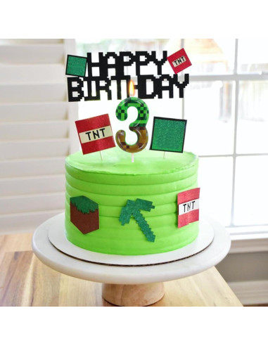 Vela de Cumpleaños Número 3 OGnomiFX Verde 8.64 cm