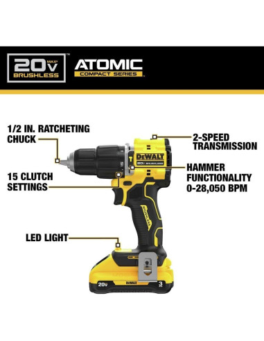Taladro de Percusión Inalámbrico DEWALT DCD799L1R 20V 3Ah