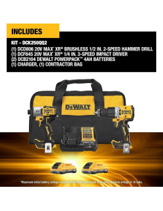 Kit Combo Taladro de Martillo y Destornillador DEWALT 20V 2