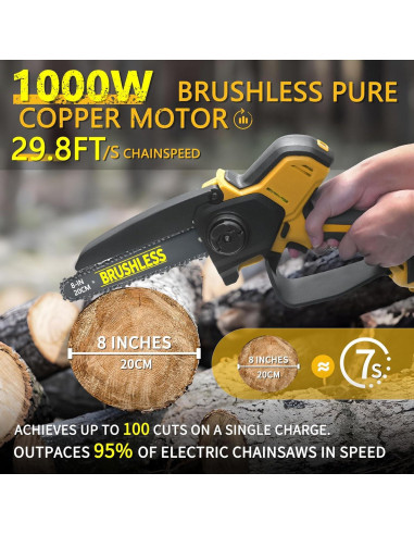 Mini Motosierra Inalámbrica HCDHCD 20V 1000W 8" y 6"