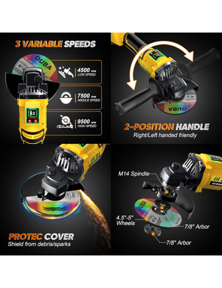 Amoladora Angular Inalámbrica OUBA 20V con 56 Accesorios