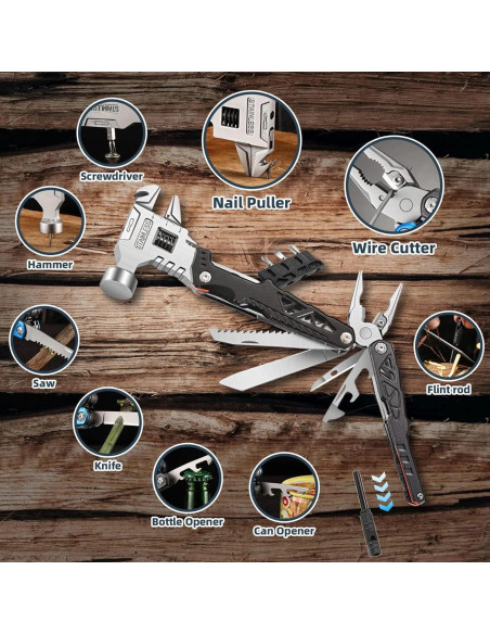 Multiherramienta 18 en 1 MALOM con Martillo y Alicate Negro