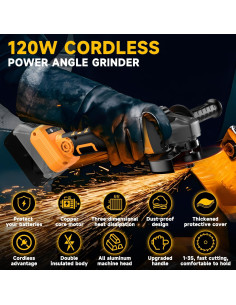 Amoladora Angular Inalámbrica GUNOZE 20V 8500 RPM Sin Batería 2