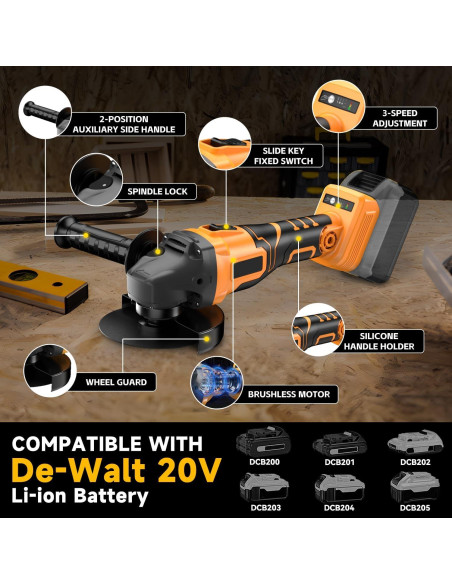 Amoladora Angular Inalámbrica GUNOZE 20V 8500 RPM Sin Batería