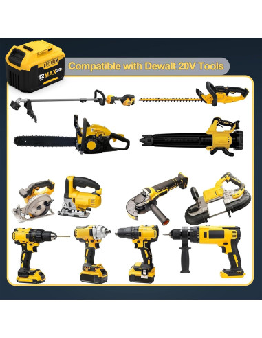 2 Paquetes Batería Dewalt 20V 12Ah Reemplazo Compatible
