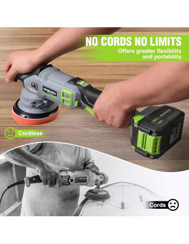 Pulidora Inalámbrica WORKPRO 20V 4.0Ah 5000 RPM para Autos