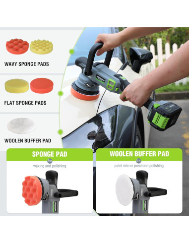 Pulidora Inalámbrica WORKPRO 20V 4.0Ah 5000 RPM para Autos