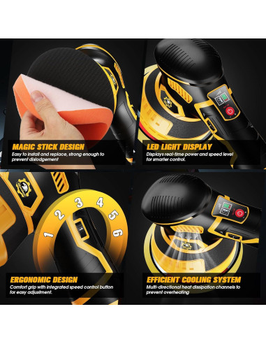 Pulidora de Coche Inalámbrica Niusken 21V 2000mAh 6 Velocidades