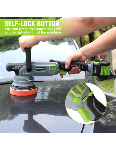 Pulidora Inalámbrica WORKPRO 20V 4.0Ah 5000 RPM para Autos