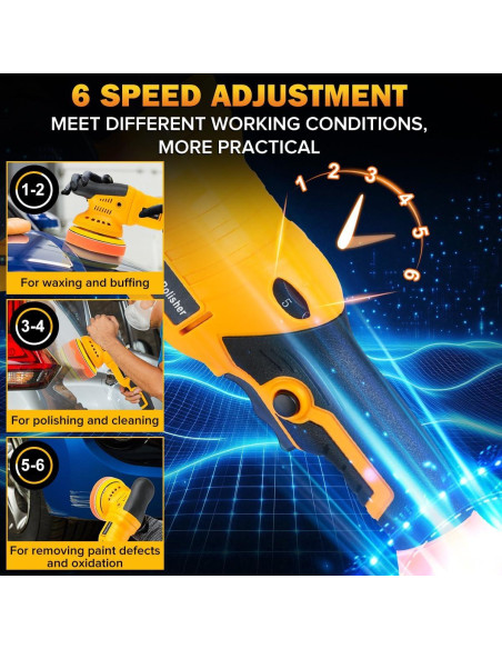 Pulidora Orbital Inalámbrica Dewalt 20V 6 Velocidades 1800-6500 RPM