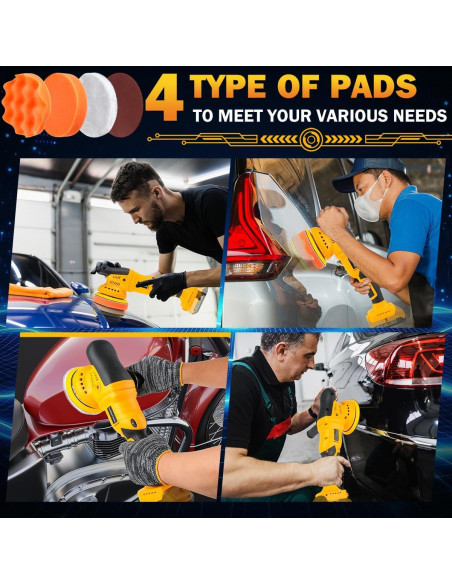 Pulidora Orbital Inalámbrica Dewalt 20V 6 Velocidades 1800-6500 RPM