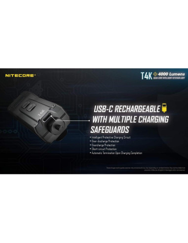 Linterna EDC Nitecore T4K 4000 lúmenes recargable USB-C