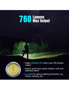 Linterna LUMINTOP Zorro Plateado 760 Lúmenes 5 Modos IP68 2