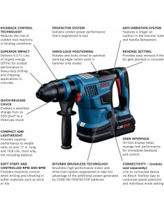 Martillo Rotativo Bosch GBH18V-34CQ 18V 1-1/4" SDS-plus con 2 Baterías 2