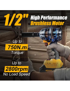 Llave de impacto inalámbrica Adedad 750N.m 20V con batería 4.0Ah 2