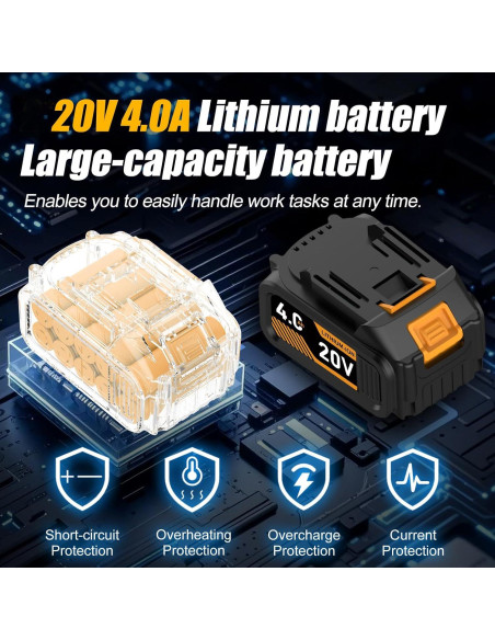 Llave de impacto inalámbrica Adedad 750N.m 20V con batería 4.0Ah