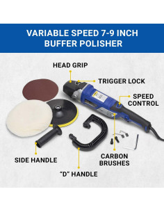 Pulidor Orbital Variable Eastwood 7-9" 10 AMP con Mango en D 2