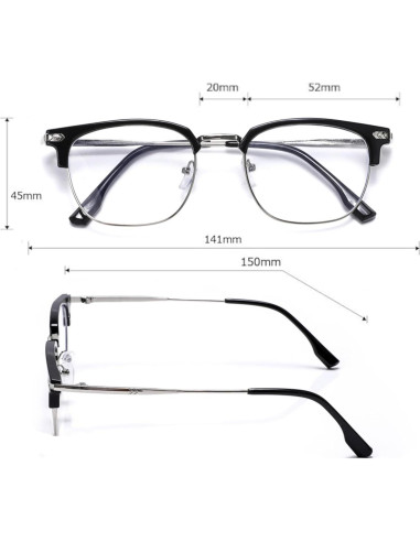 Gafas bloqueadoras de luz azul TR90 y metal para hombres