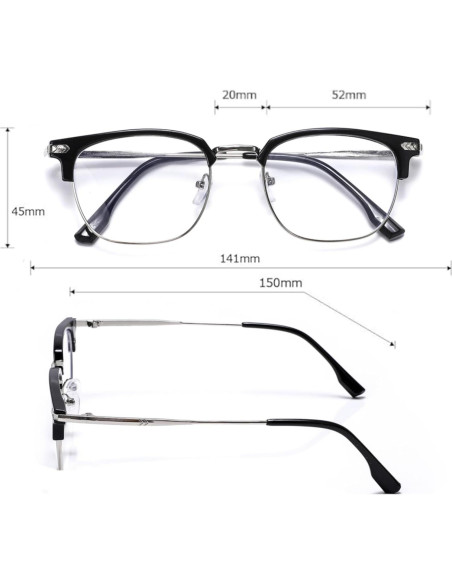 Gafas bloqueadoras de luz azul TR90 y metal para hombres