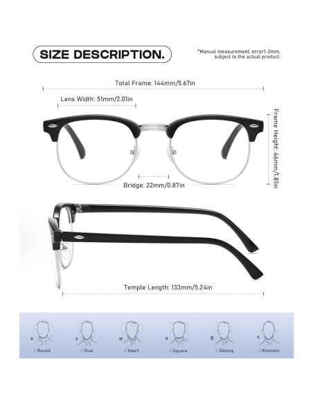 Gafas anti luz azul Perfectmiaoxuan unisex 2 pares