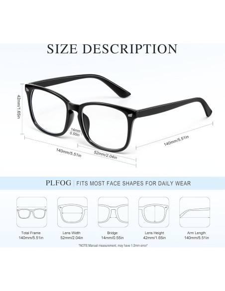 Gafas de Luz Azul PLFOG NQ-8068 Unisex con Protección UV400
