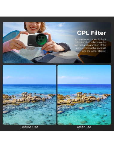 Filtro CPL REYGEAK 67mm para iPhone 16/15/14/13/12 Pro Max