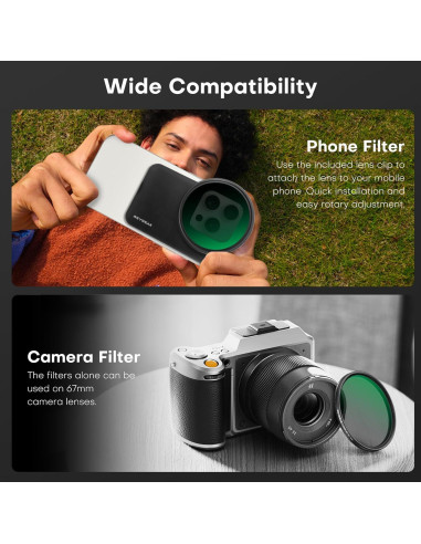 Filtro CPL REYGEAK 67mm para iPhone 16/15/14/13/12 Pro Max