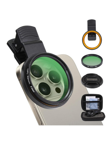Filtro CPL 52mm Boysinglens - Polarizador Circular para Smartphone