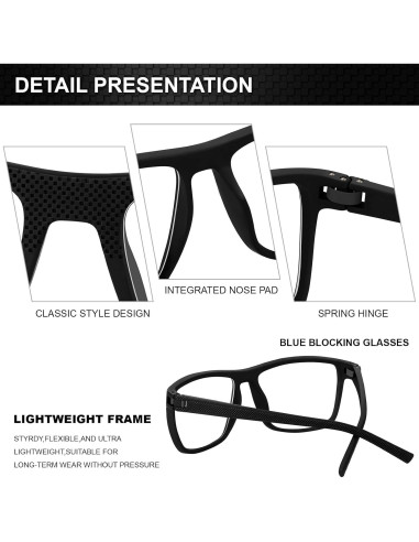 Gafas Anti Luz Azul RSQQAV UV400 Hombres Marco Cuadrado