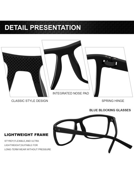 Gafas Anti Luz Azul RSQQAV UV400 Hombres Marco Cuadrado