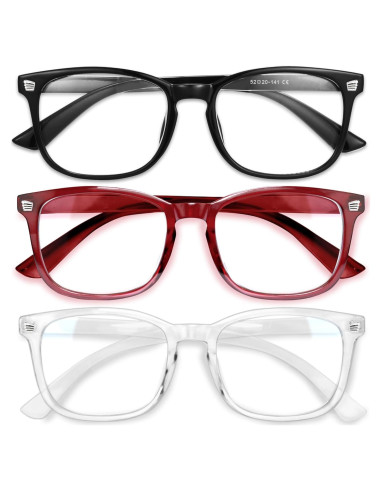 Gafas de luz azul Gaoye para mujer - Bloqueo 99% - Paquete de 3