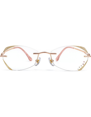 Gafas de lectura sin montura LUMIHA HD dorado rosa +3.0