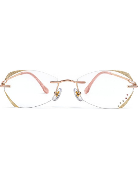 Gafas de lectura sin montura LUMIHA HD dorado rosa +3.0