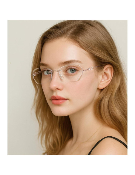 Gafas de lectura sin montura LUMIHA HD dorado rosa +3.0