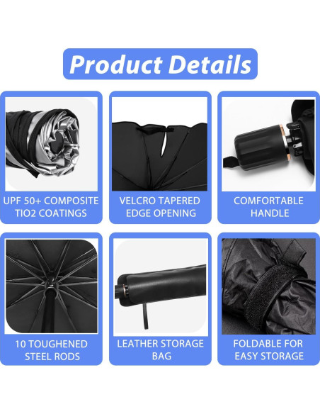 Paraguas Sombra para Parabrisas ZERIXA 139.7x80cm Universal