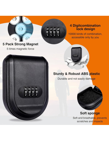 Caja de Llave Magnética Domthent con Combinación y 5 Imanes
