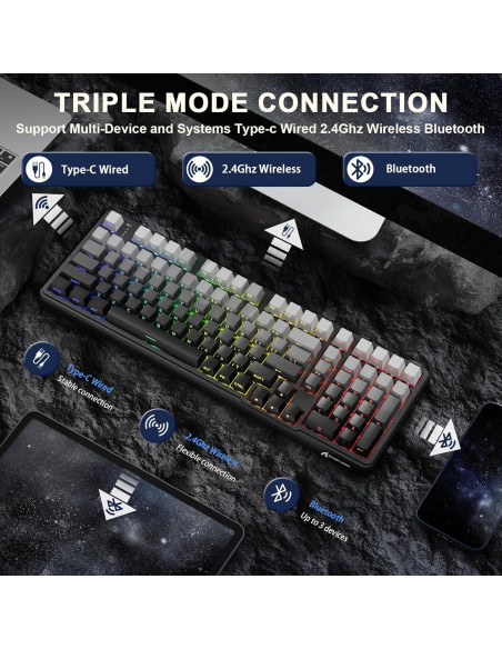 Teclado Mecánico Inalámbrico Attack Shark X98 RGB PBT