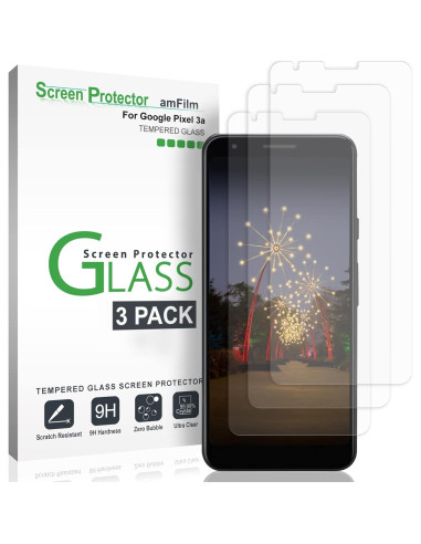 Protector de Pantalla de Vidrio Templado amFilm para Google Pixel 3a - Paquete de 3