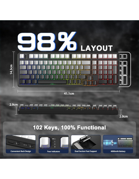 Teclado Mecánico Inalámbrico Attack Shark X98 RGB PBT