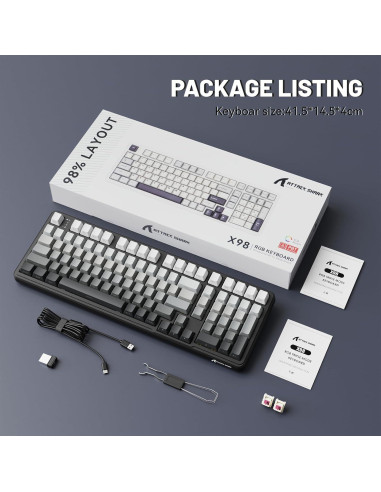 Teclado Mecánico Inalámbrico Attack Shark X98 RGB PBT