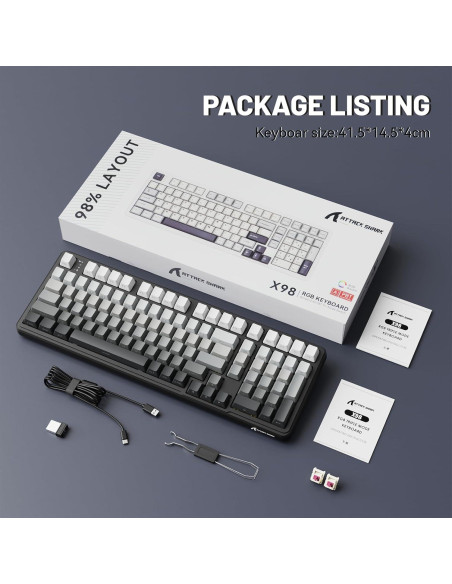 Teclado Mecánico Inalámbrico Attack Shark X98 RGB PBT